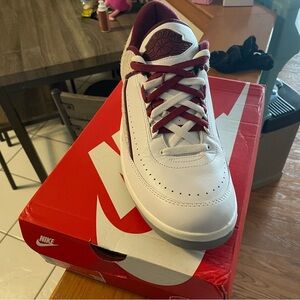 Jordan White and Maroon Sneakers